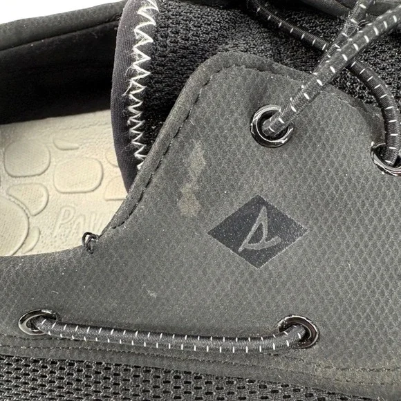 Sperry Deck Men's Size 14 Black Mesh Boat Shoes Sneakers Bungee Laces - Picture 7 of 9